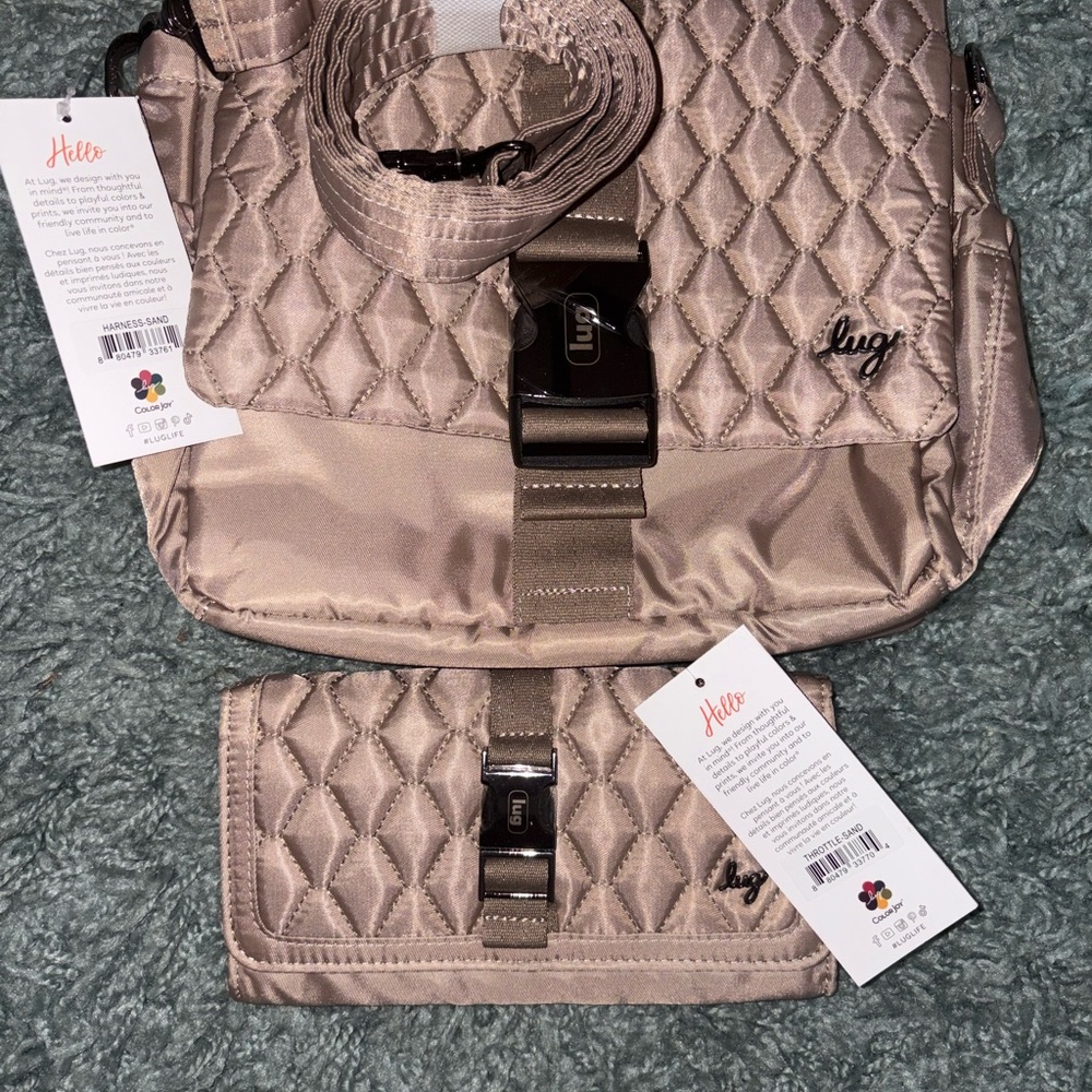 lug Harness Crossbody Bag and Matching Throttle RFID Wallet Set in Sand